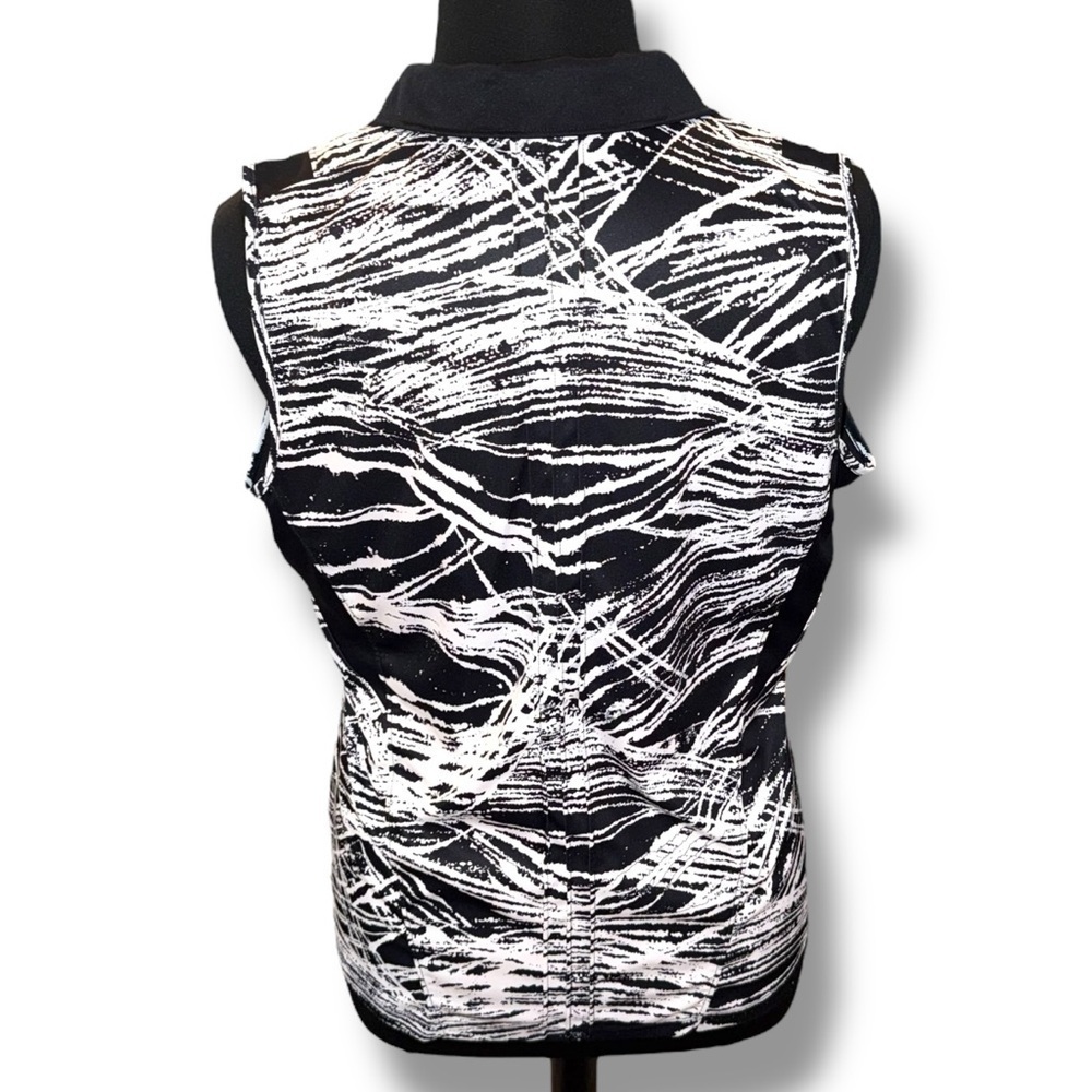 SLAZENGER Women's Marble Pin Tuck Sleeveless Golf Polo - XXL Black/White - Picture 4 of 13